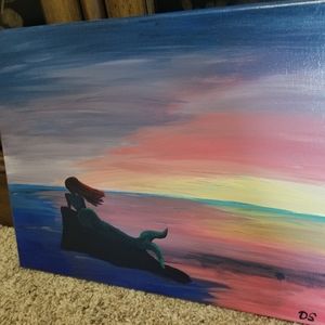 Mermaid hand painted on canvas